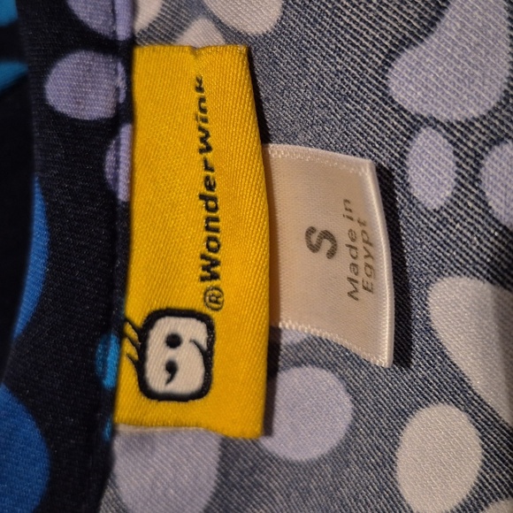 Wonder Wink uniform shirt small blue gray white scrub top 2 front pockets VGUC - Picture 4 of 5